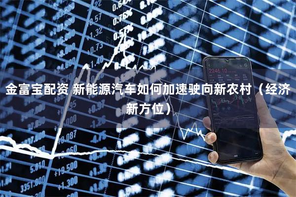 金富宝配资 新能源汽车如何加速驶向新农村（经济新方位）