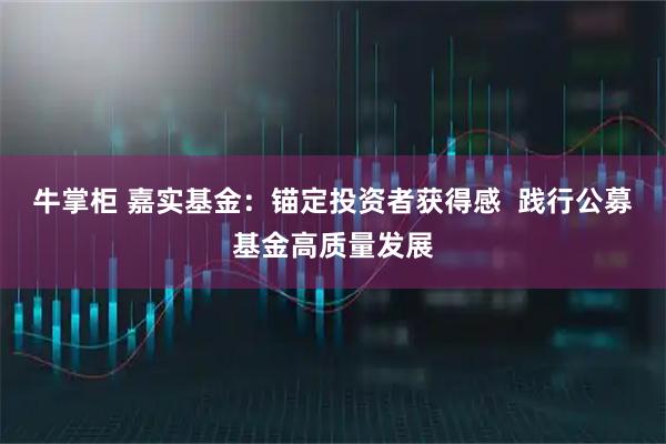 牛掌柜 嘉实基金：锚定投资者获得感  践行公募基金高质量发展